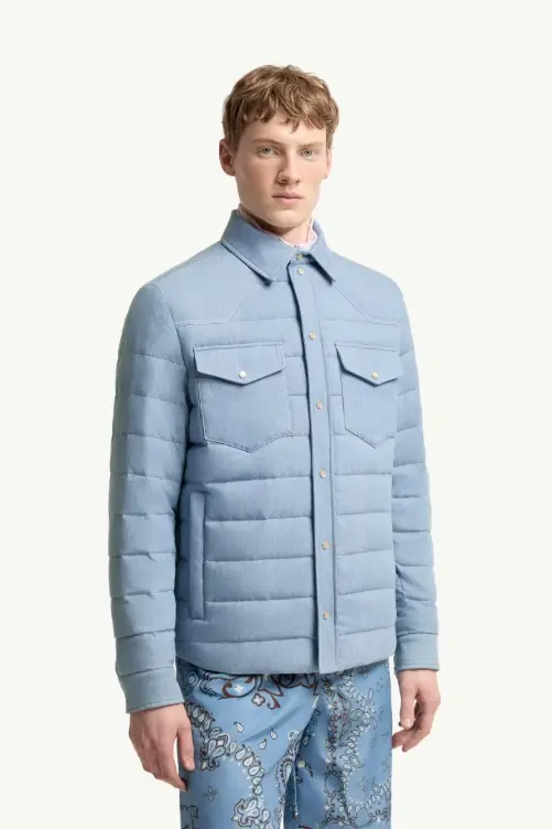 Tiriol Denim Down Shirt Jacket Pastel Blue