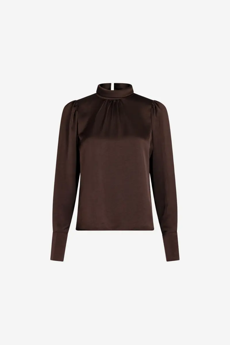 Toria Heavy Sateen Blouse Dark Brown