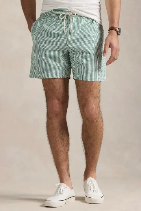 Traveller Swimming Trunk Raft Green Seersucker