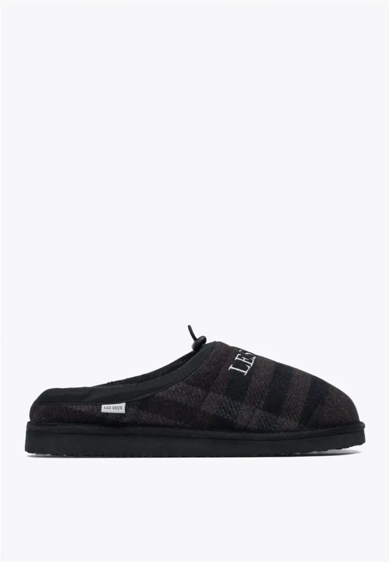 Trey wool check slipper  tøffel
