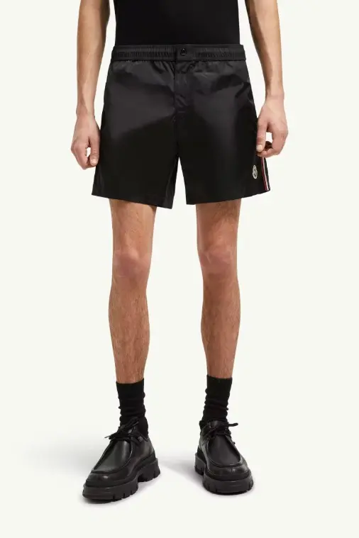 Tricolour-Trimmed Swim Shorts Black