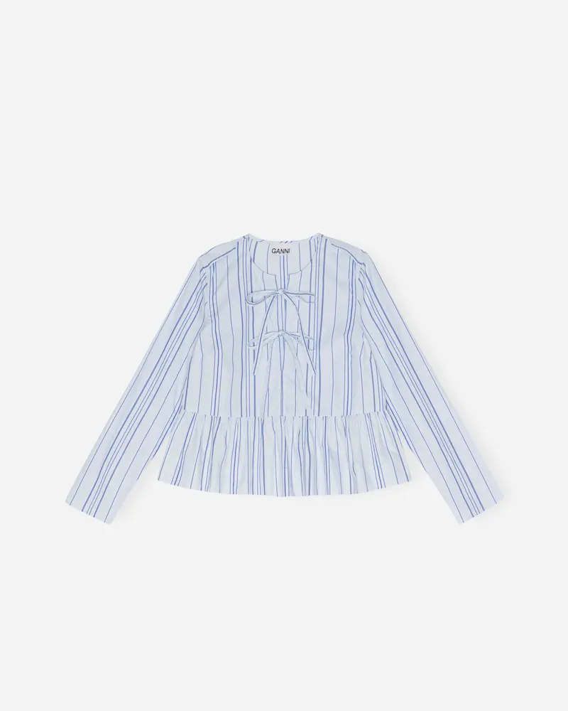 Twill Stripe Peplum Blouse - Heather