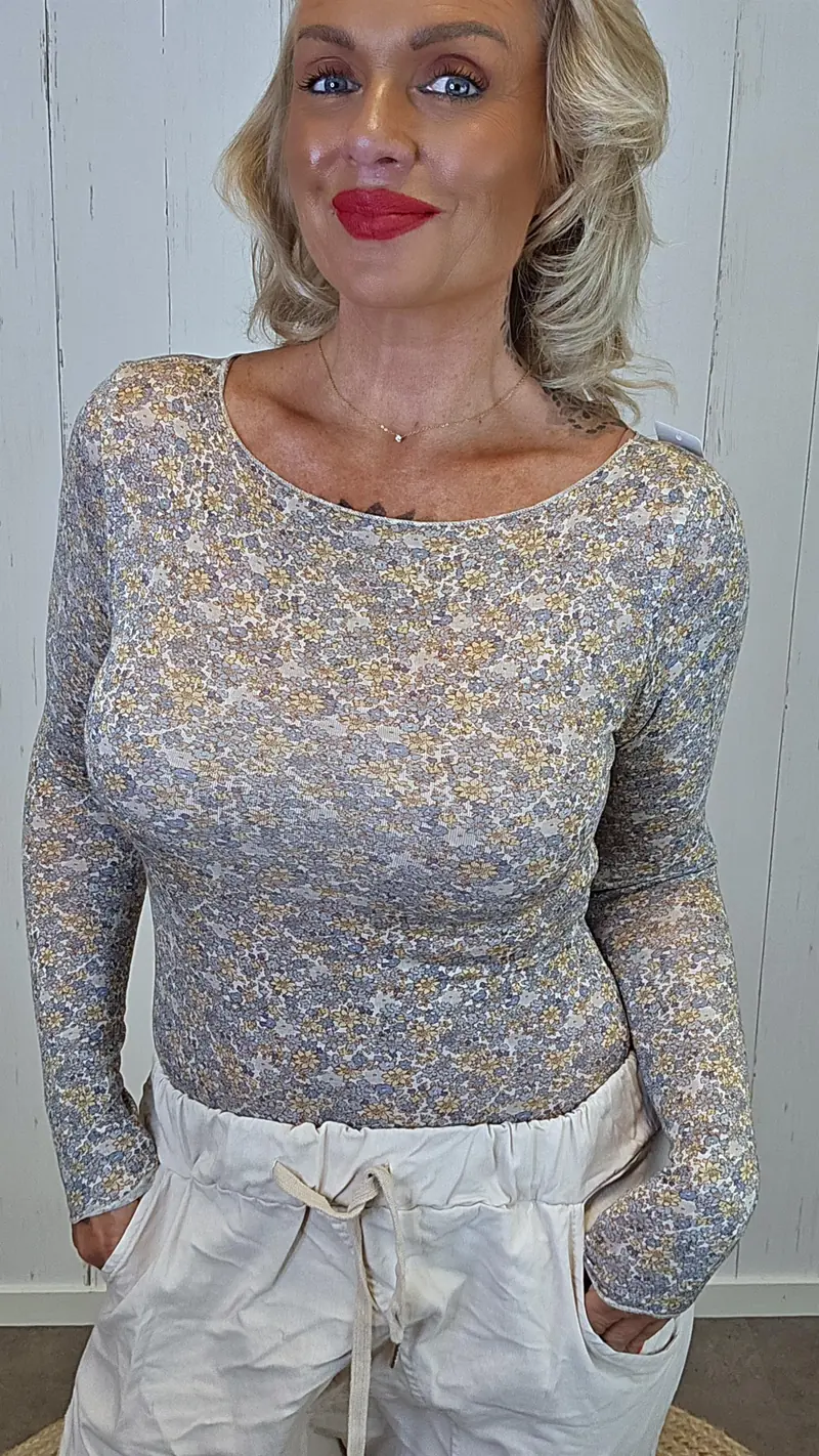 Tynn topp med blomsterprint blå