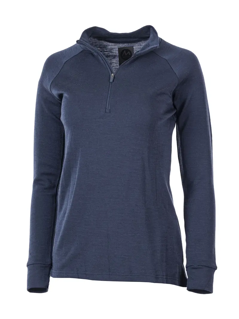 Ullvarp zipneck merinoull dame Marine