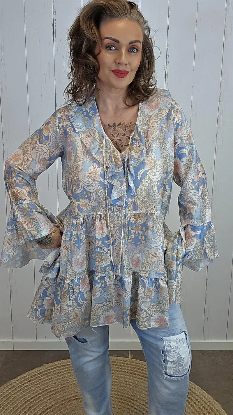 Ulrika kjole blå/beige