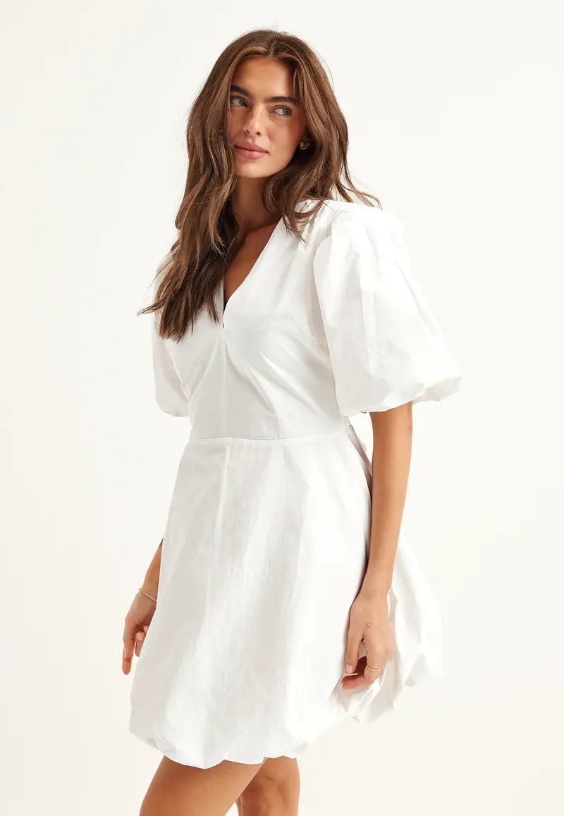 V-neck Bubble Hem Short Dress VIT