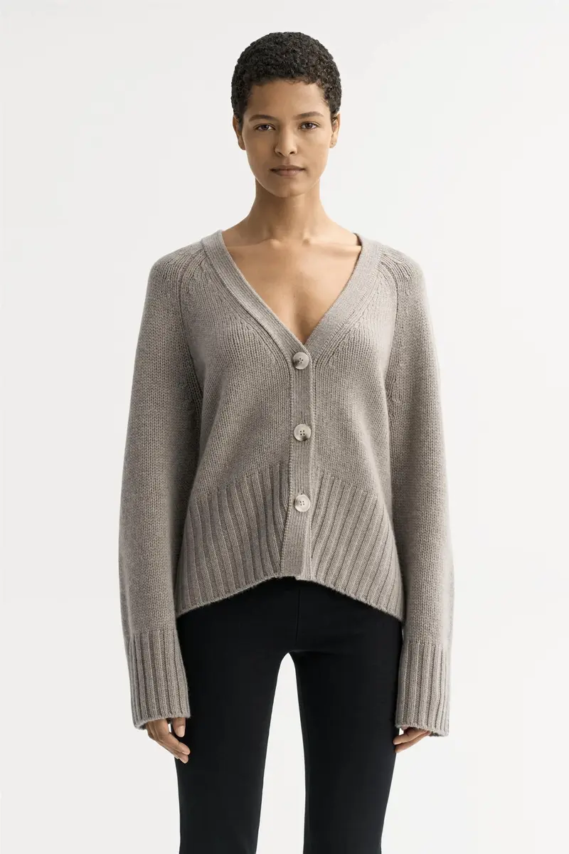 V-neck Cardigan Greige