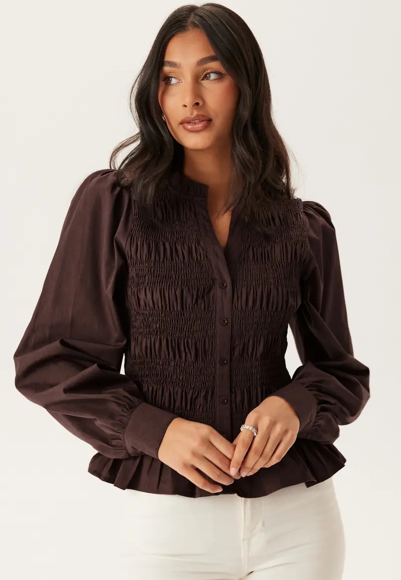 V-neck Cotton Smock Blouse
