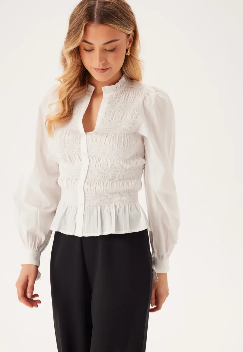 V-neck Cotton Smock Blouse