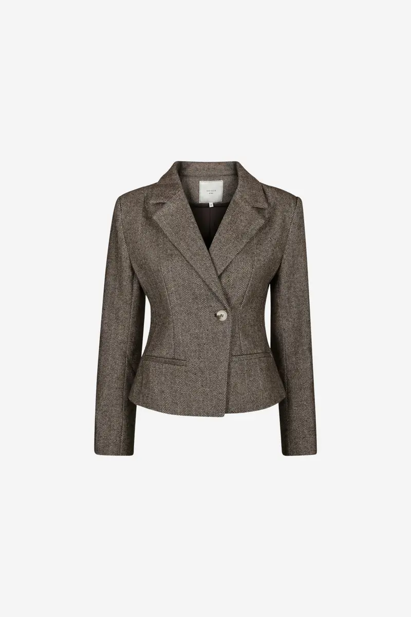 Valia Herringbone S Blazer Dark Brown