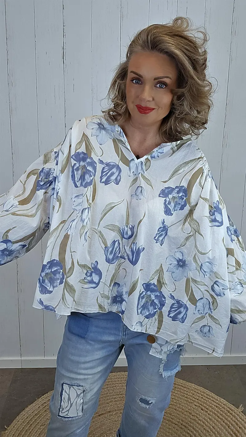 Vanessa bluse blomster blå