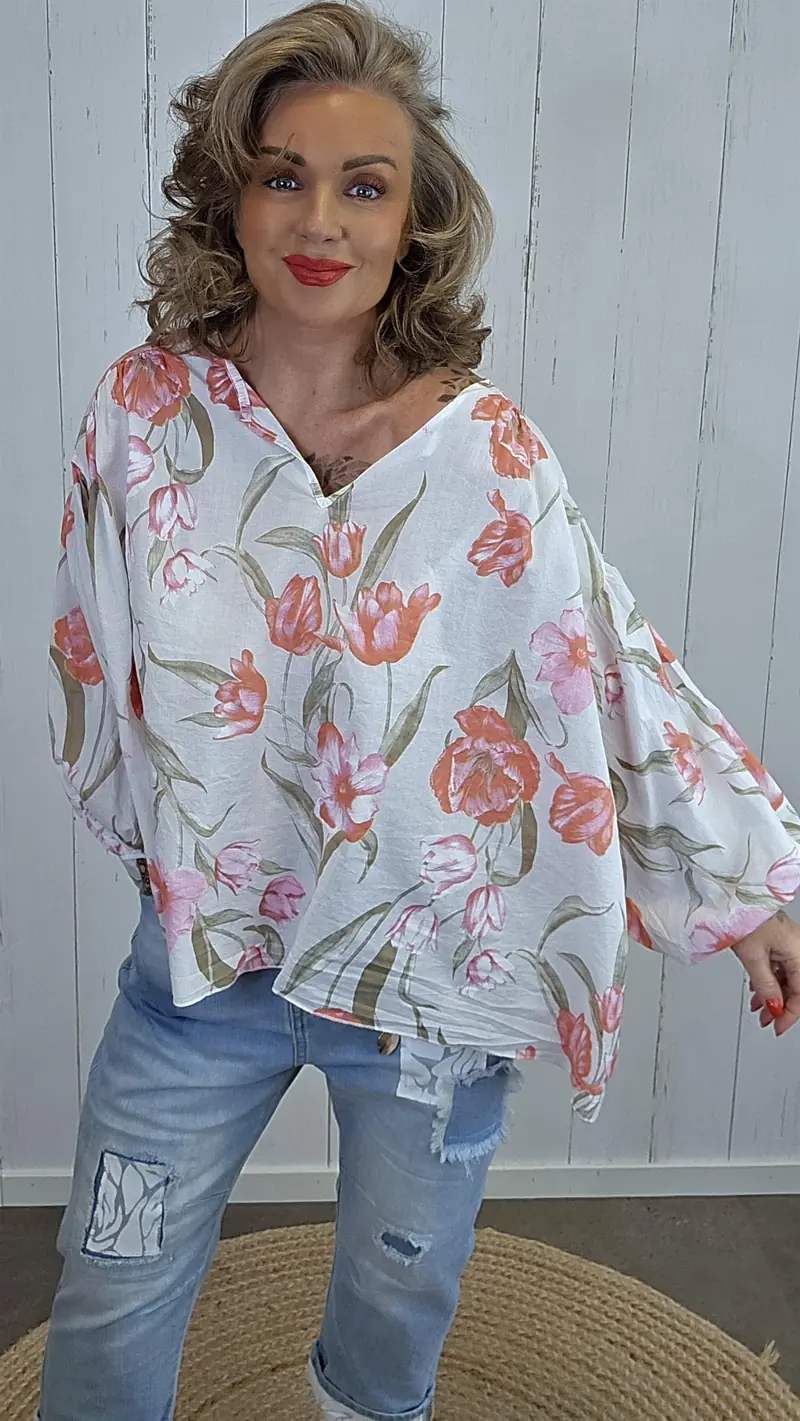 Vanessa bluse blomster rosa