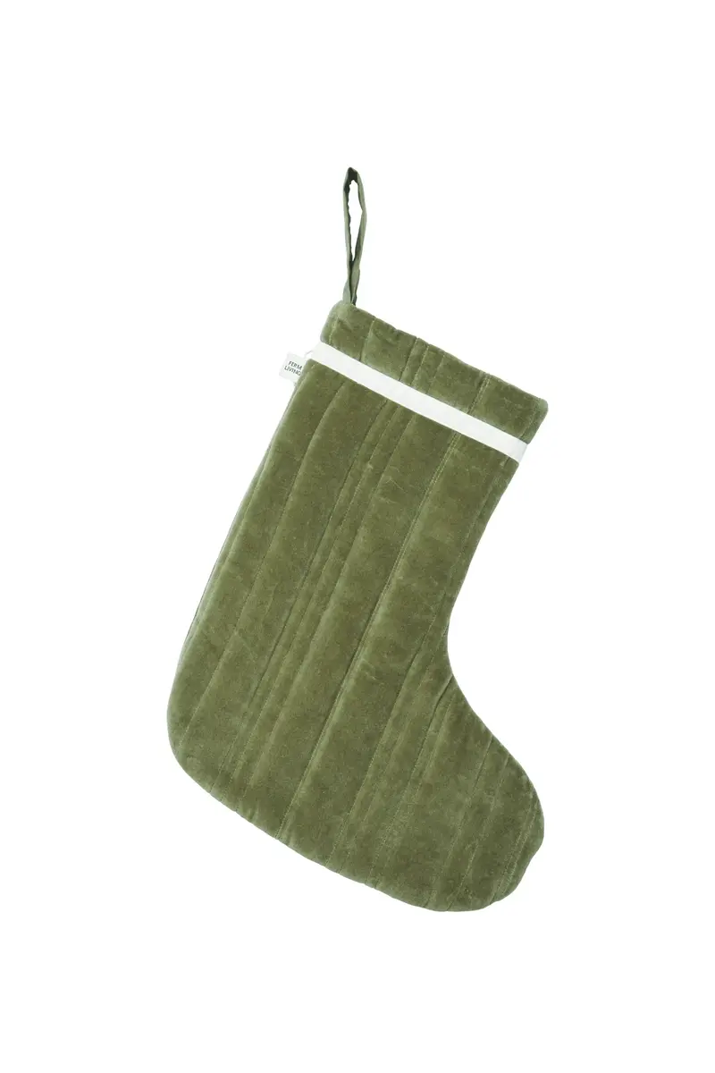 Vari Quilted Christmas Stocking Velvet Khaki