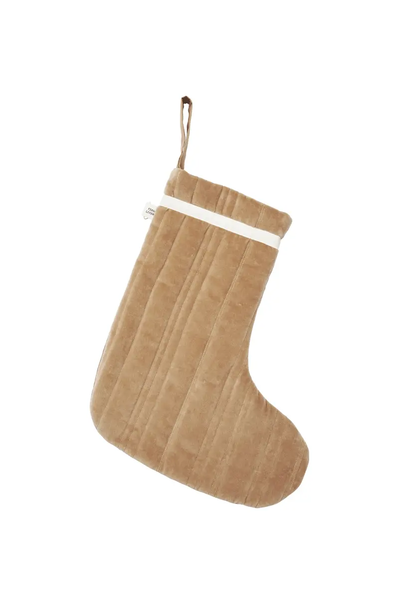 Vari Quilted Christmas Stocking Velvet Tan