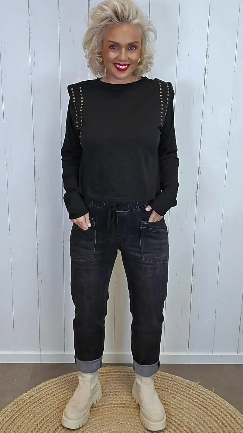 Vega jeans med doble skrålommer svart