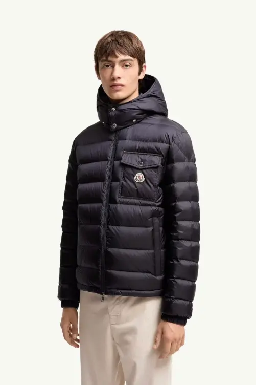 Verith Hooded Short Down Jacket Dark Blue