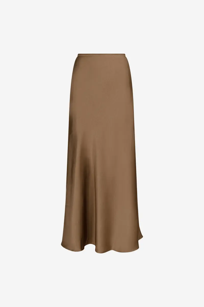Vicky Heavy Sateen Skirt Dark Taupe