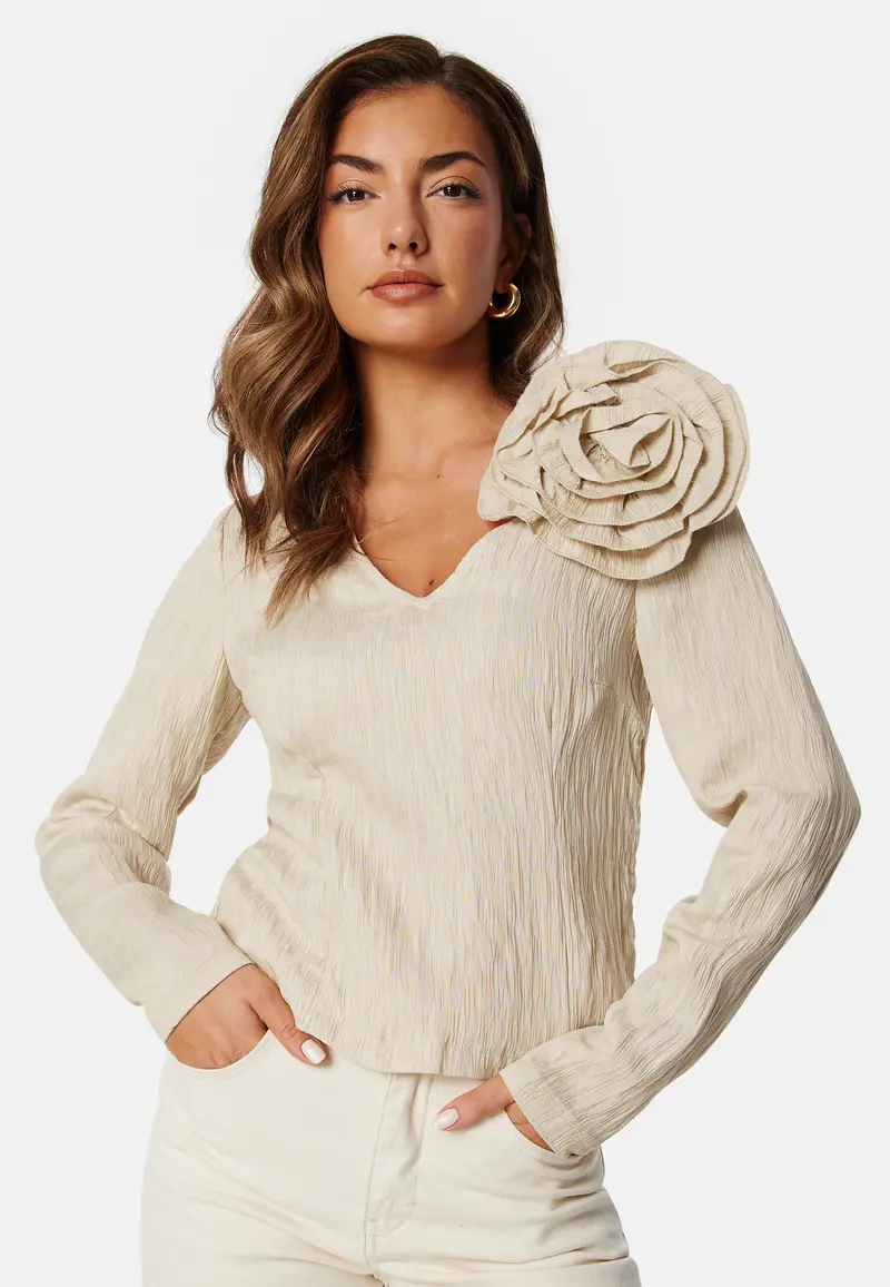 Viflowery Short L/S V-Neck Top