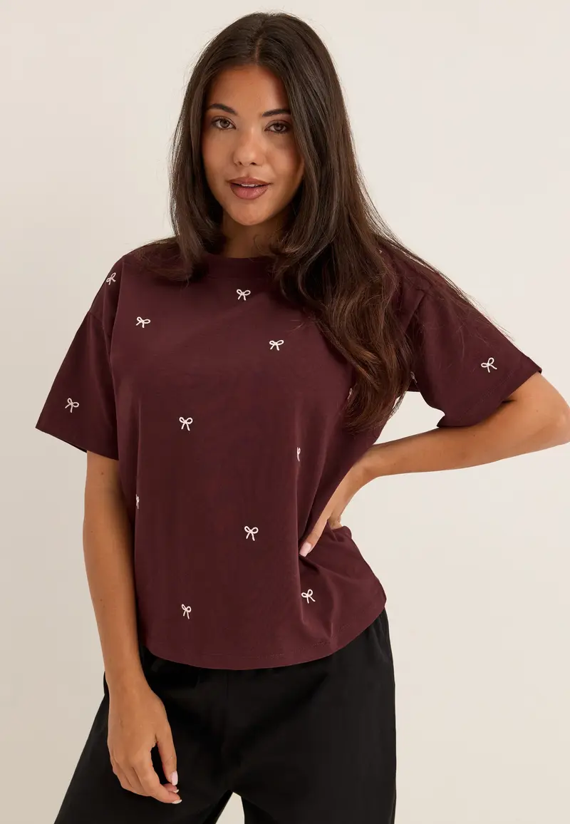 Vimonie Bow O-neck S/S T-SHIRT