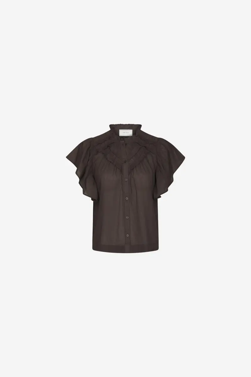 Vinsa S Voile Top Dark Brown