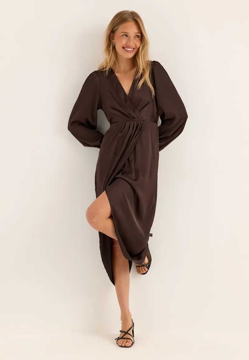 Viravenna L/S V-NECK ANKLE WRAP DRESS