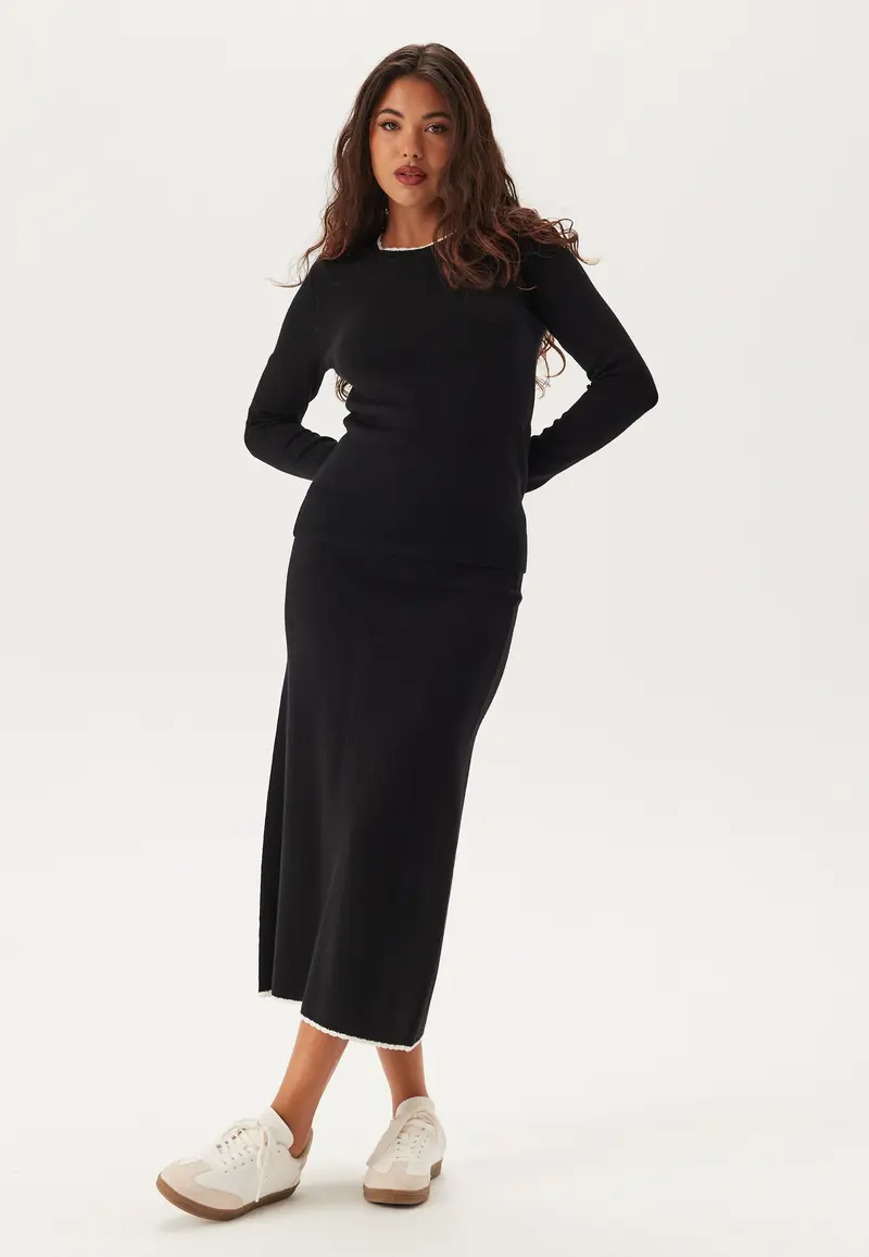 Viscose Contrast Knitted Skirt