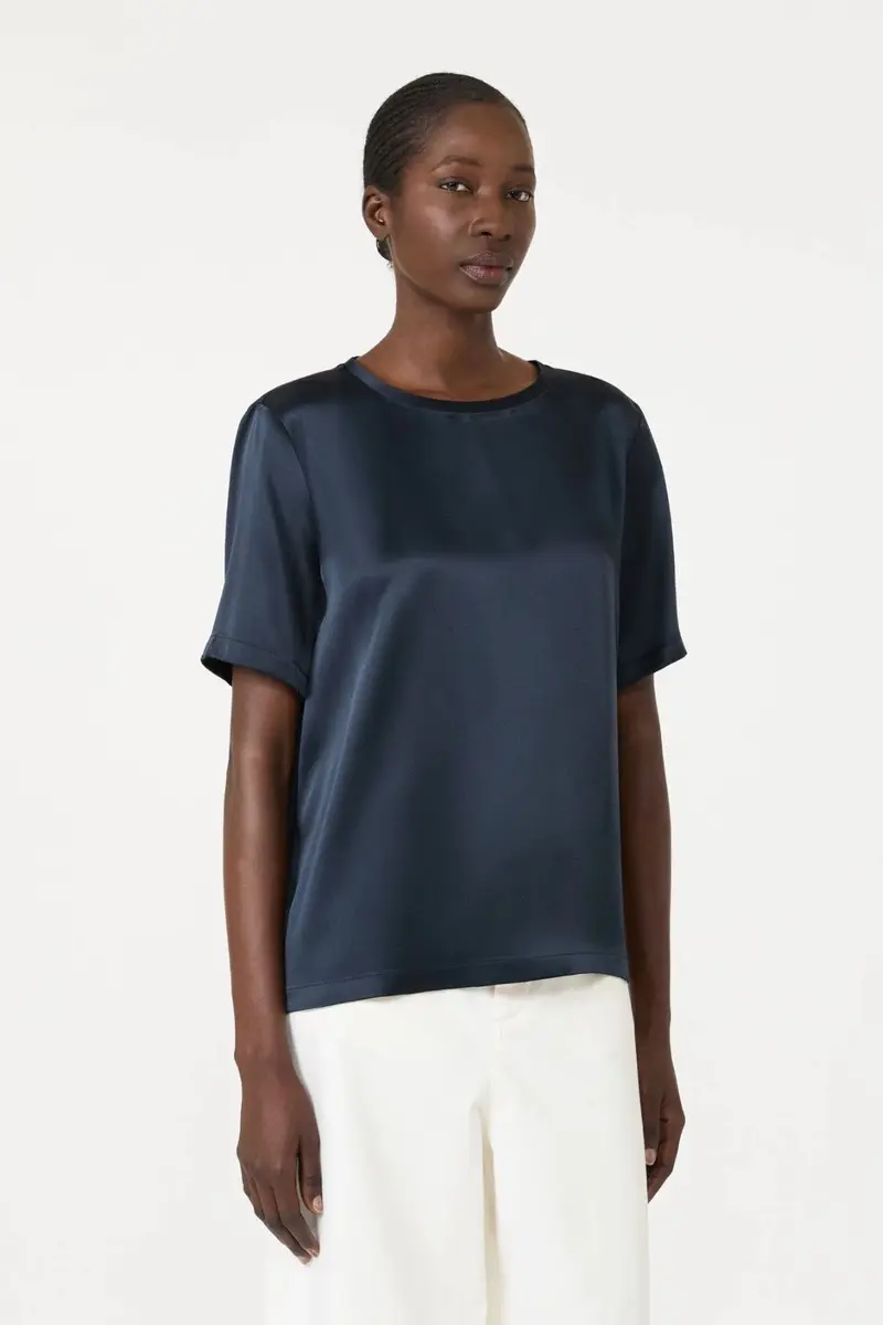 Viscose Satin Blouse Midnight Blue