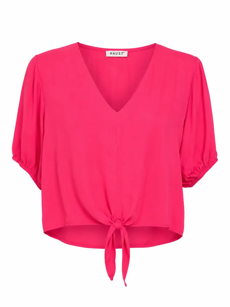 Viscose V-neck tie blouse Fuchsia