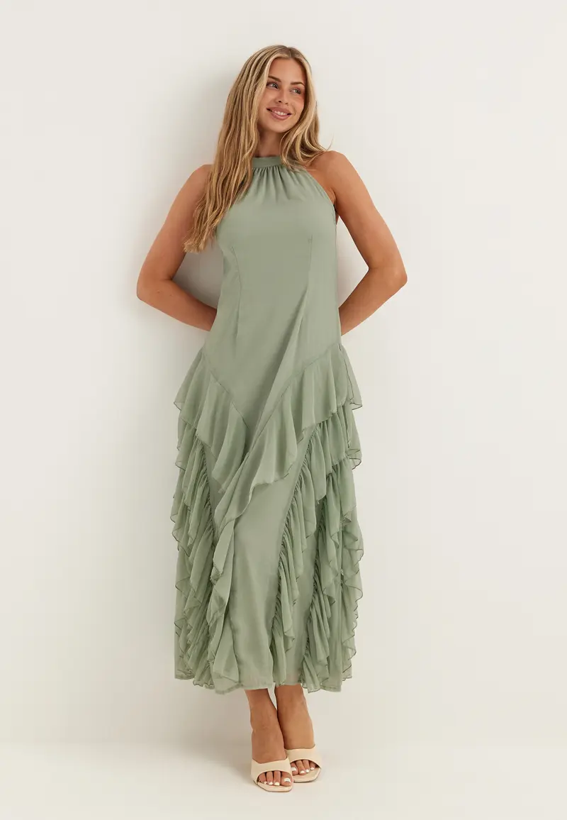 Visella Halterneck Flounch Dress