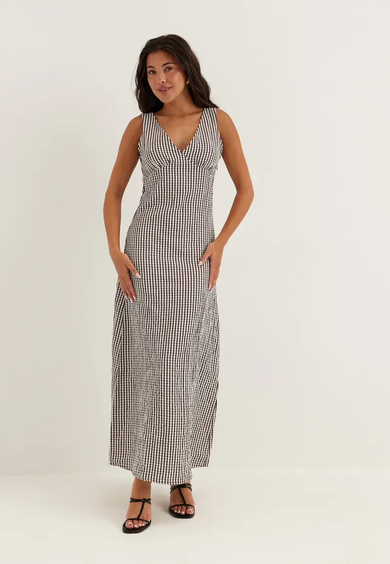 Viterni S/L V-NECK ANKLE DRESS