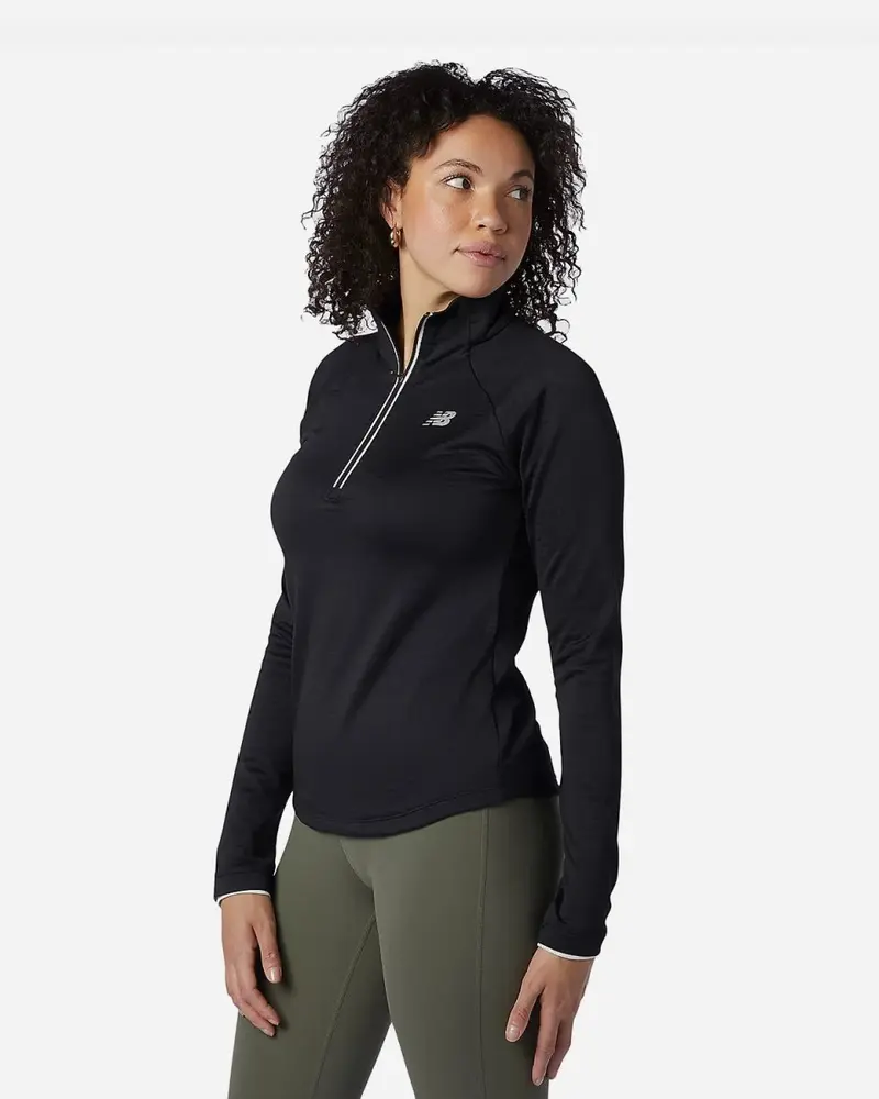 W Head Grid Half Zip - Black