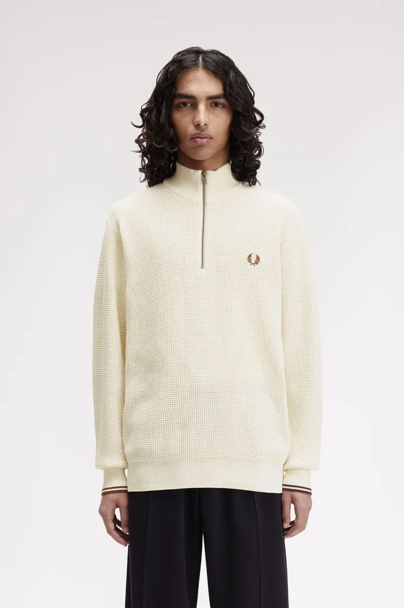 Waffle Stitch Half Zip Jumper