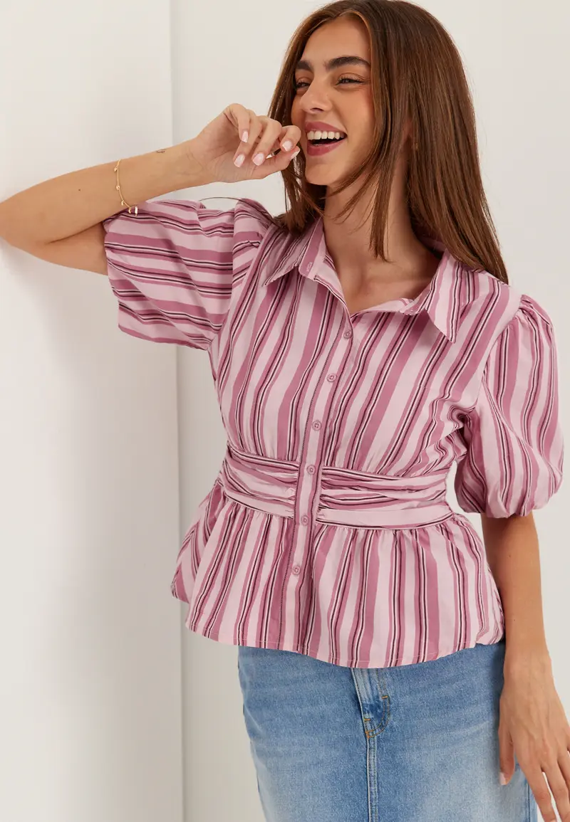 Waist Detail Cotton Blouse