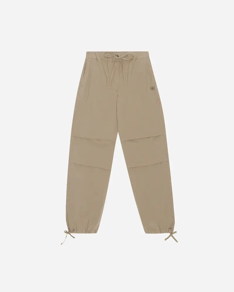 Washed Cotton Canvas Draw String Pants - Timber Wolf