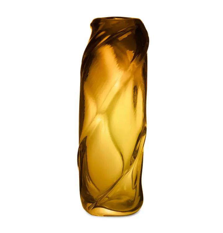 WATER SWIRL VASE TALL AMBER