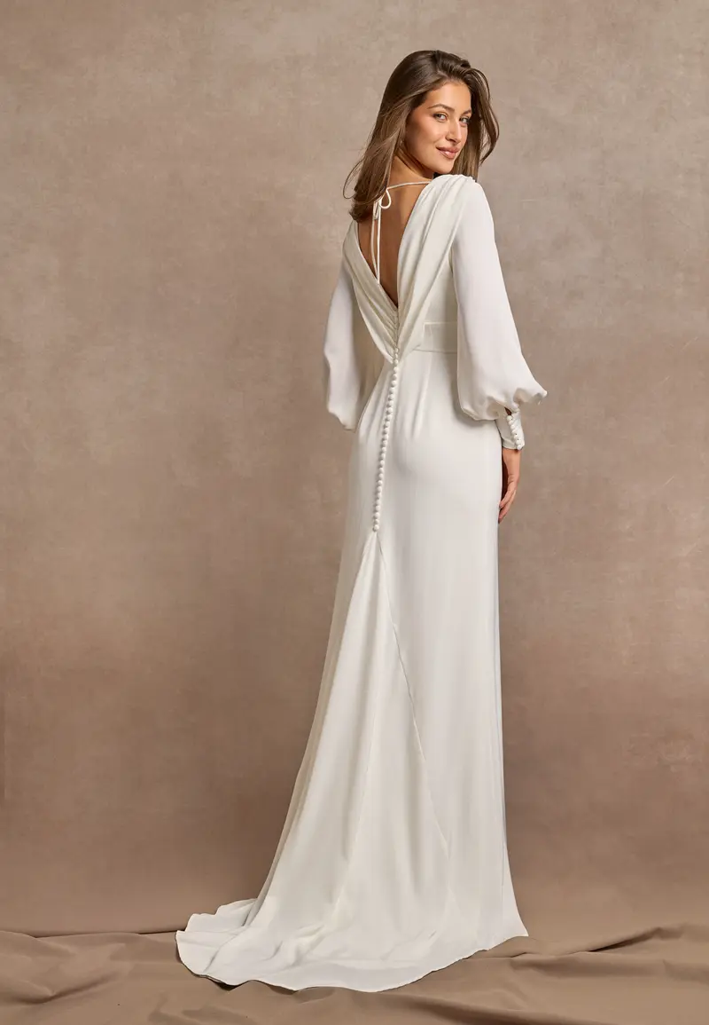 Waterfall Back Satin Wedding Gown