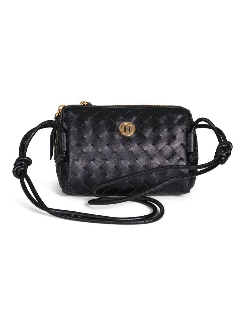 Weaved leather bag Black