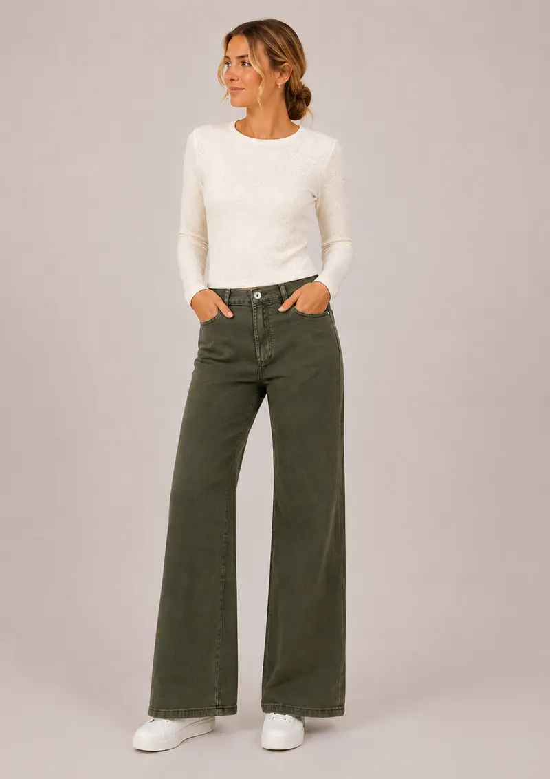 Wide fashion jeans Olive
