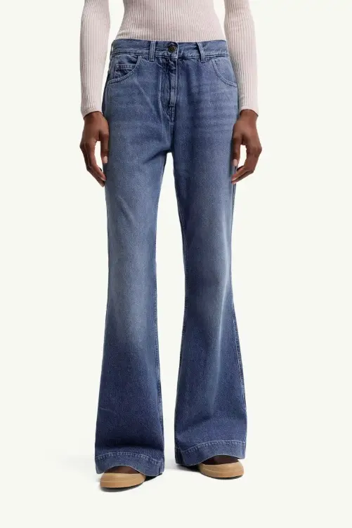 Wide Leg Denim Jeans Blue
