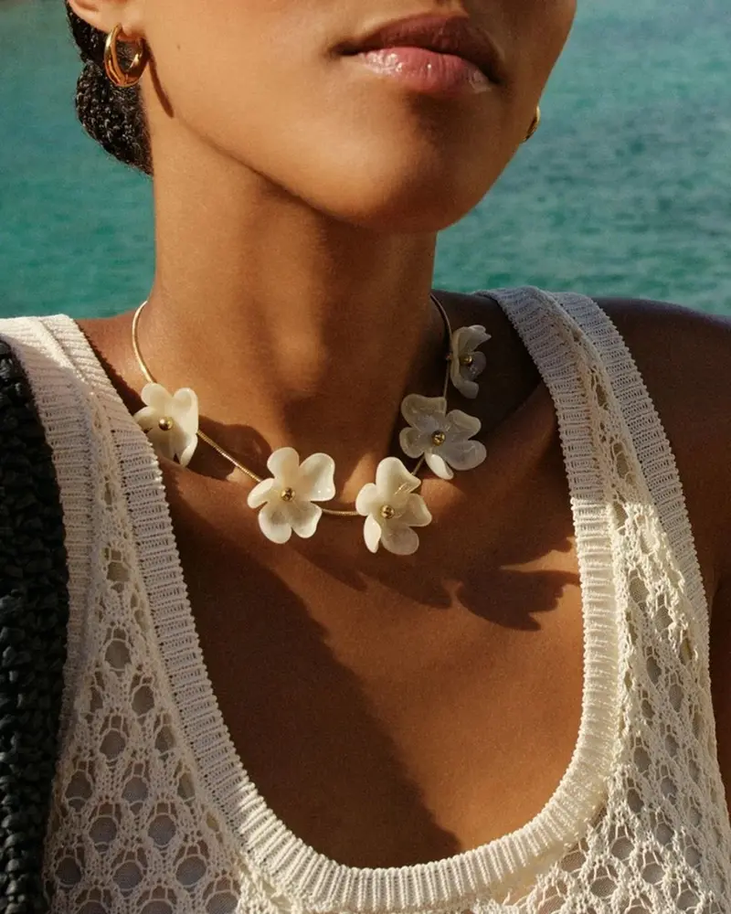 Wildflower Necklace Offwhite Gold