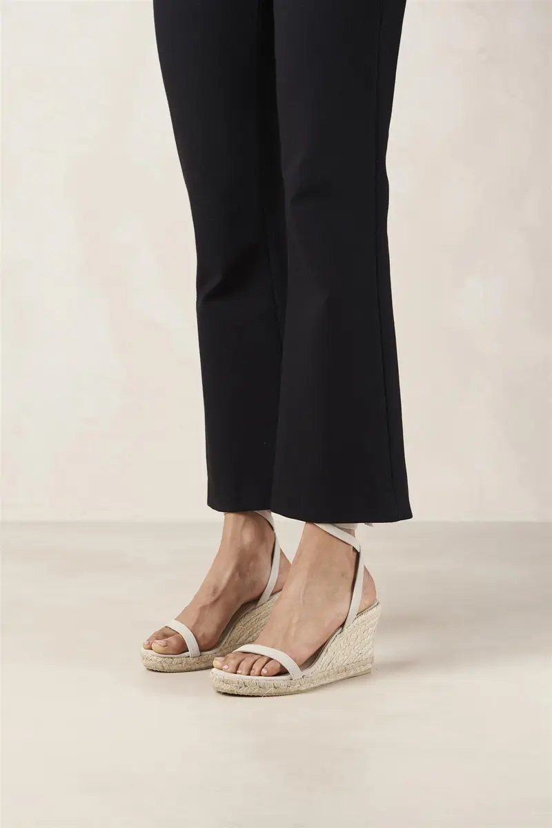 Willa Suede Cream Leather Espadrillas