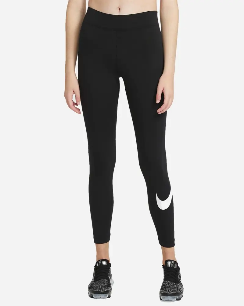Women's Mid-Rise Swoosh Leggings - Black/White