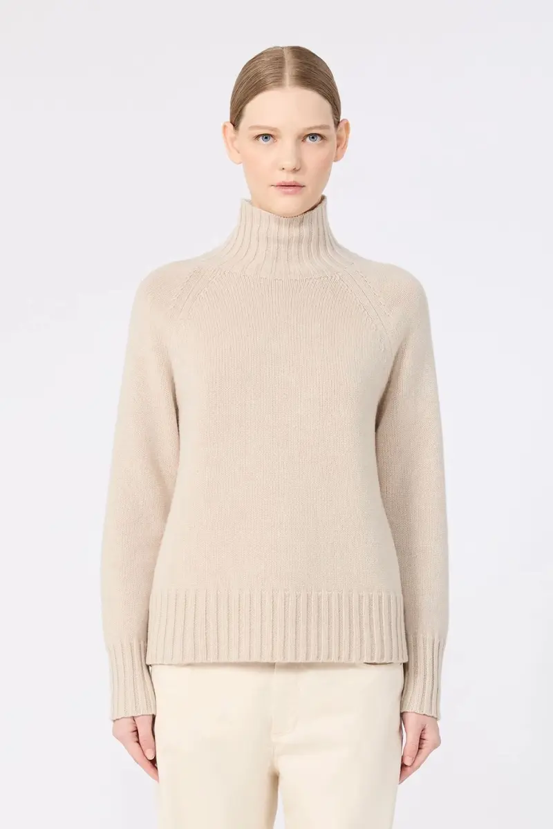 Wool and Cashmere Polo-neck Sweater Albino