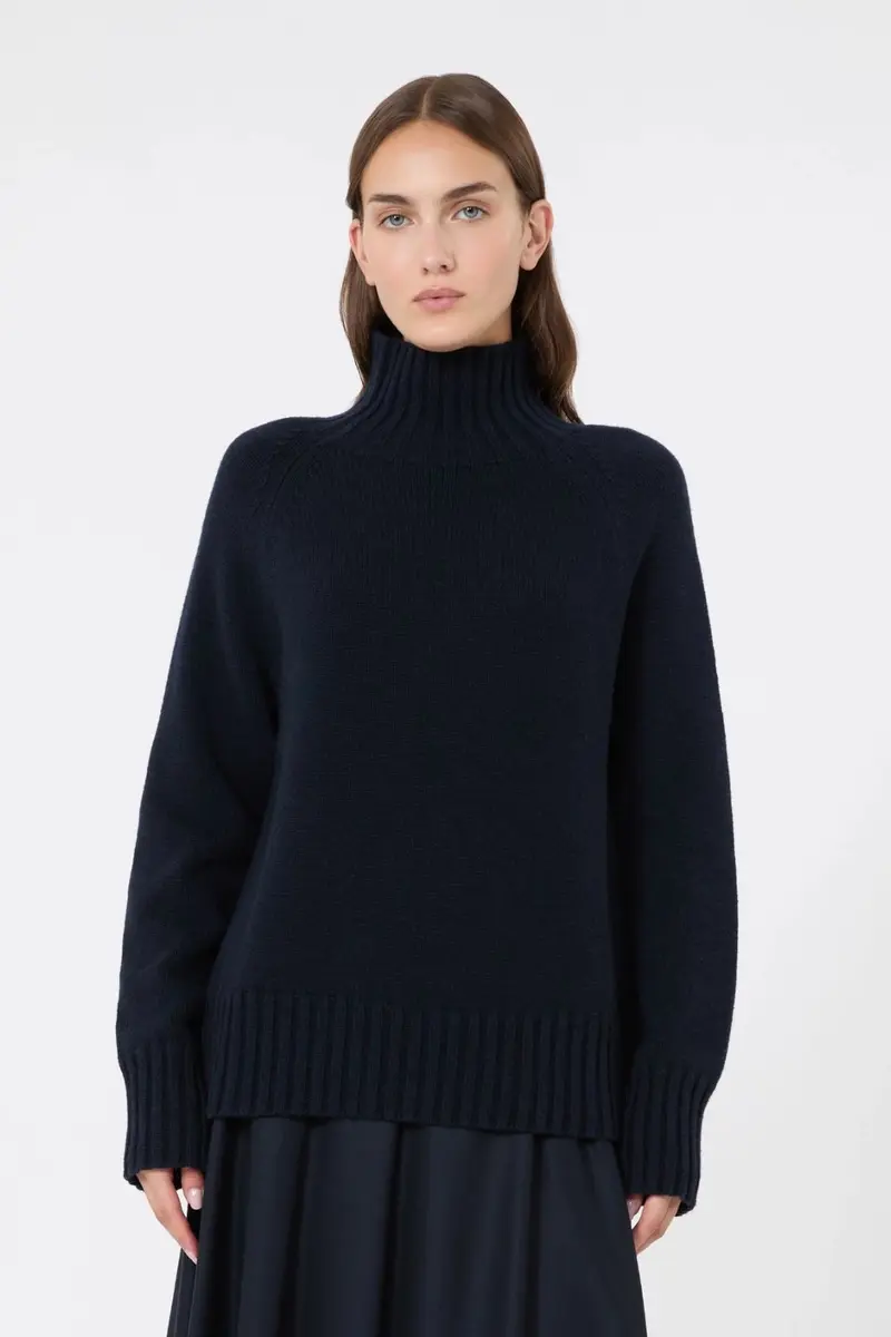 Wool and Cashmere Polo-neck Sweater Ultramarine
