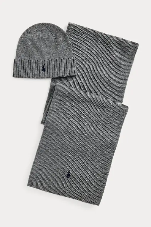 Wool Beanie & Scarf Gift Set Fawn Grey Heather