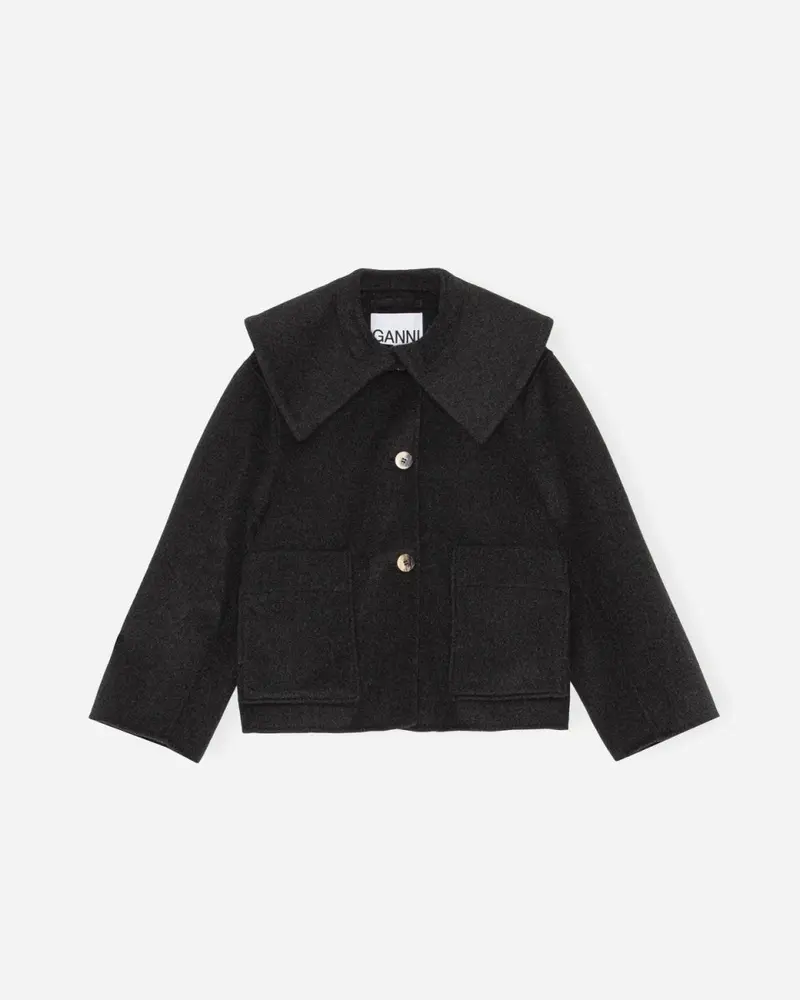 Wool Big Collar Jacket - Phantom