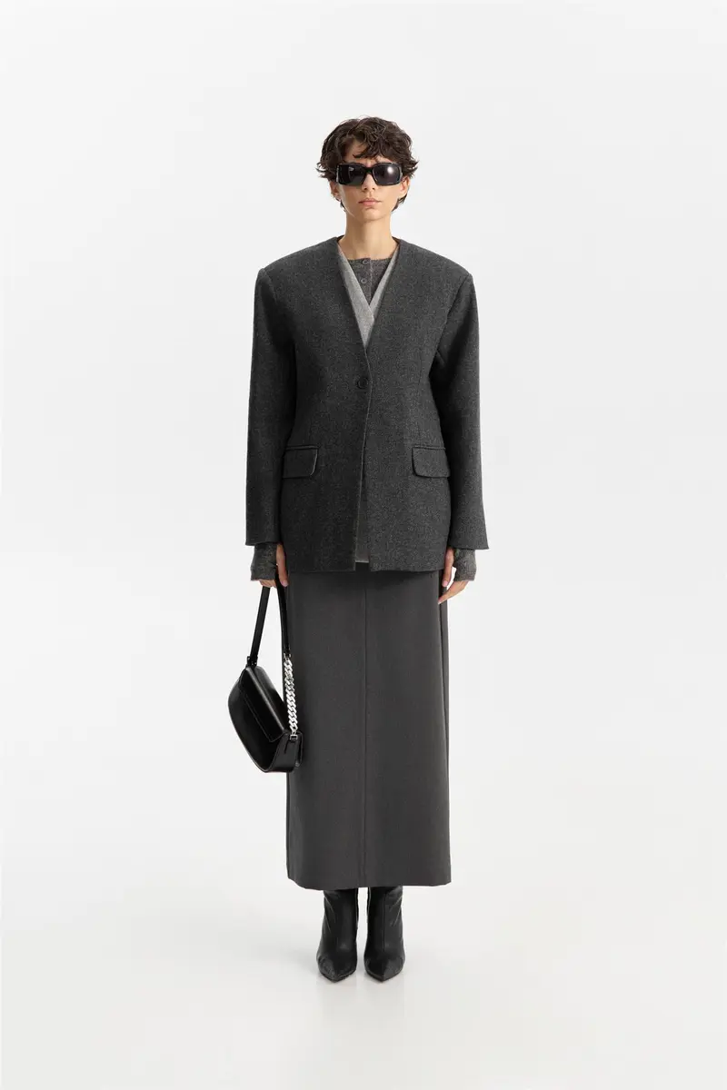 Wool Blazer Grigio Scuro