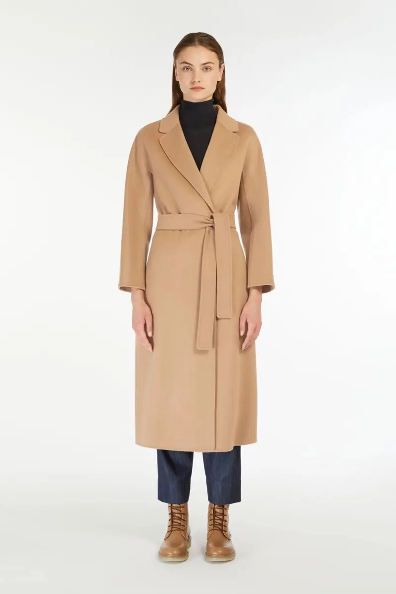 Wool Broadcloth Midi Coat Camel