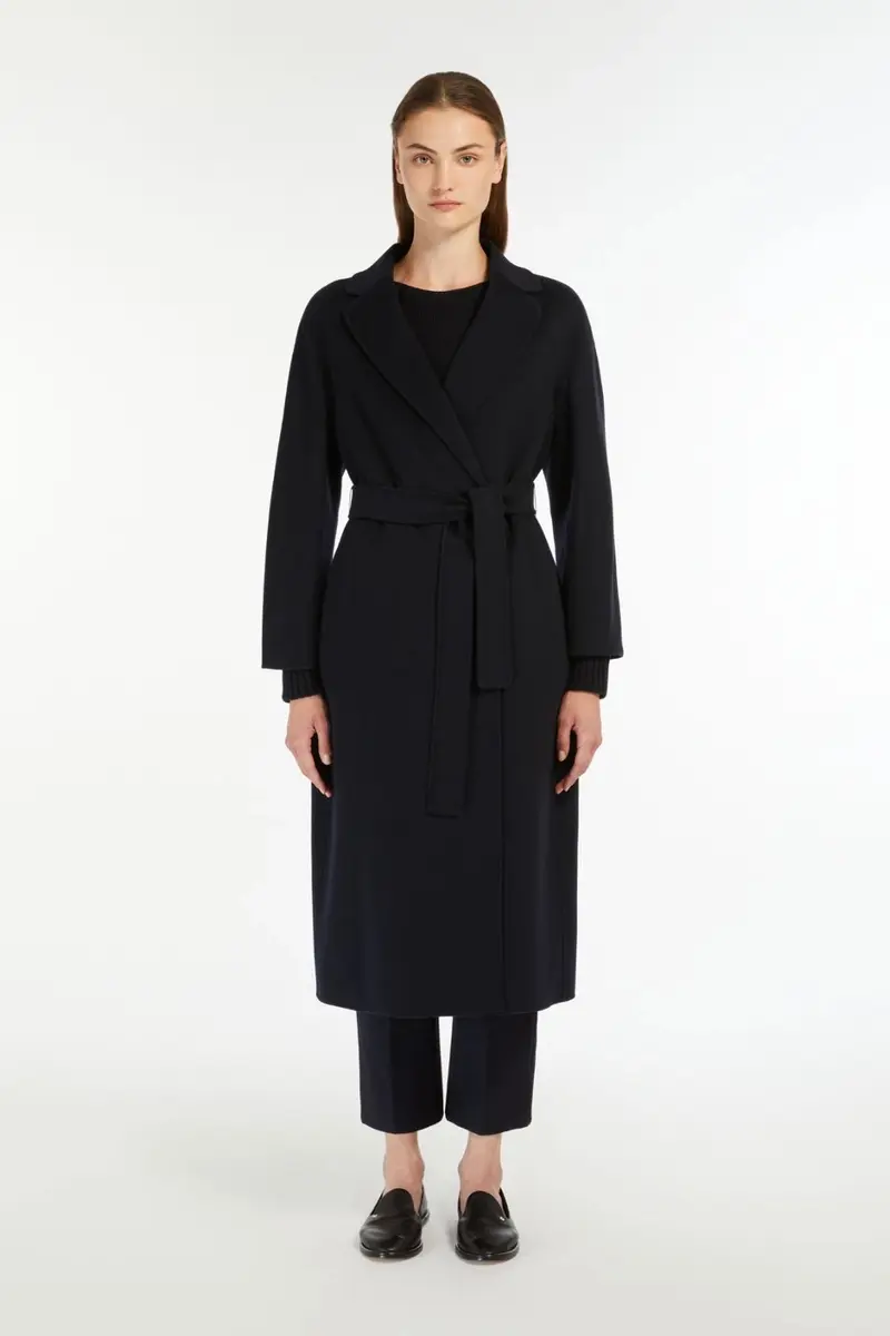 Wool Broadcloth Midi Coat Midnight Blue