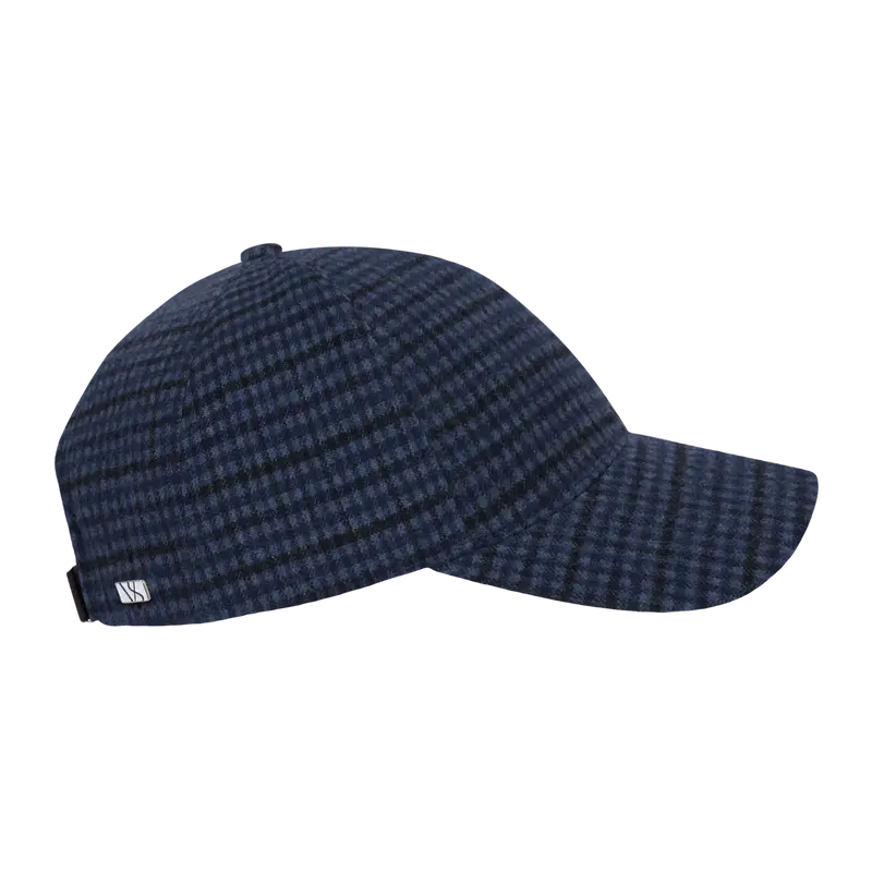 Wool Cap Checker Navy Mohair
